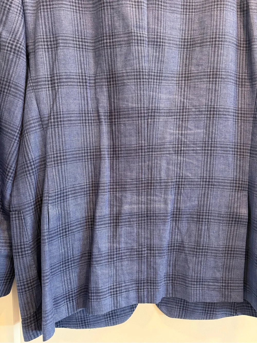Paul Betenly Men's Blue Plaid Sport Coat 50% Cotton 50% Linen - Size 44R